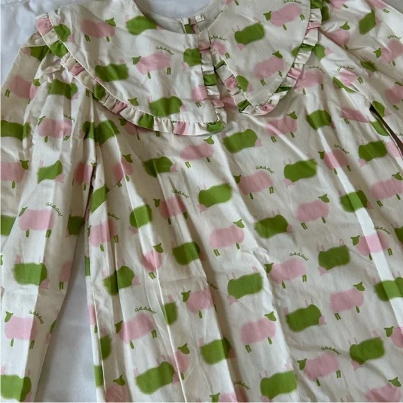 Lisa says gah Diana frock mini dress counting sheep green pink ruffle NWOT - Picture 9 of 11